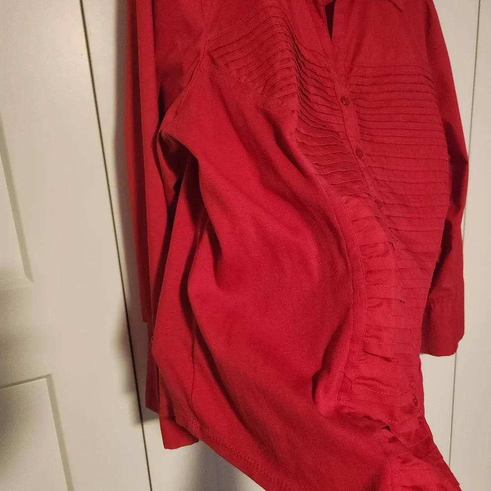 Zac & Rachel Vibrant Red Button Up Blouse - Picture 4 of 6